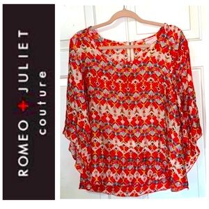 🍇 ROMEO & JULIET COUTURE Cheerful Pink Print Top L